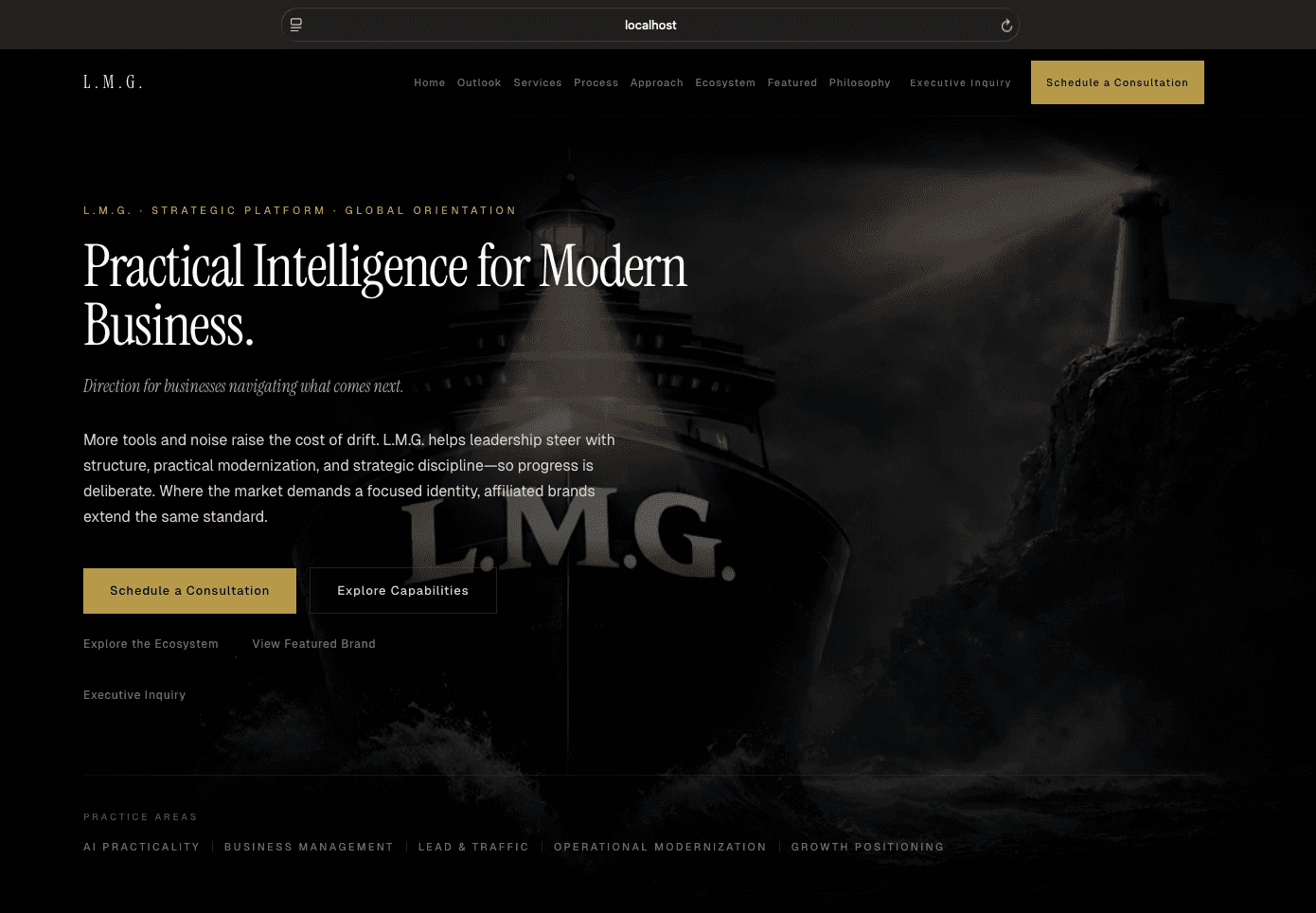L.M.G. Website Example — primary page preview