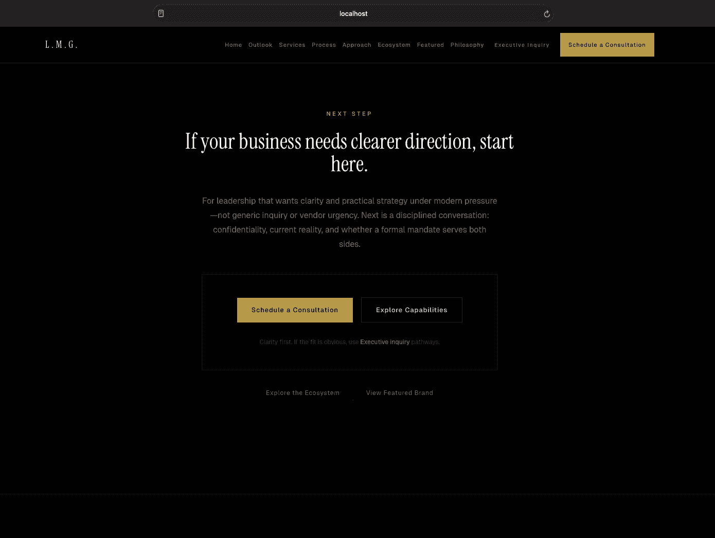 L.M.G. Website Example — supporting view 3